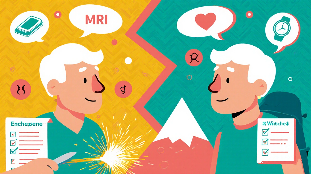 Two men with same PSA result: one has surgery with side effects, the other chooses active surveillance and hikes.