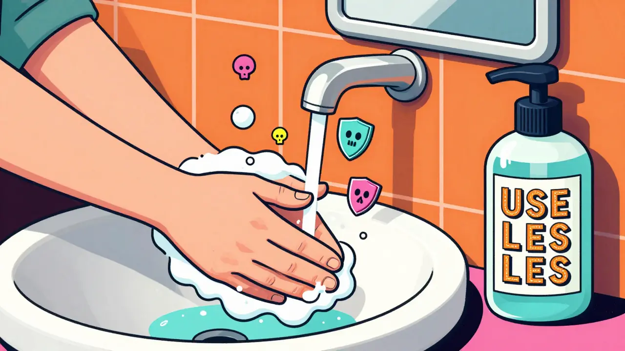 Handwashing with soap bubbles blocking C. diff spores, alcohol sanitizer labeled useless