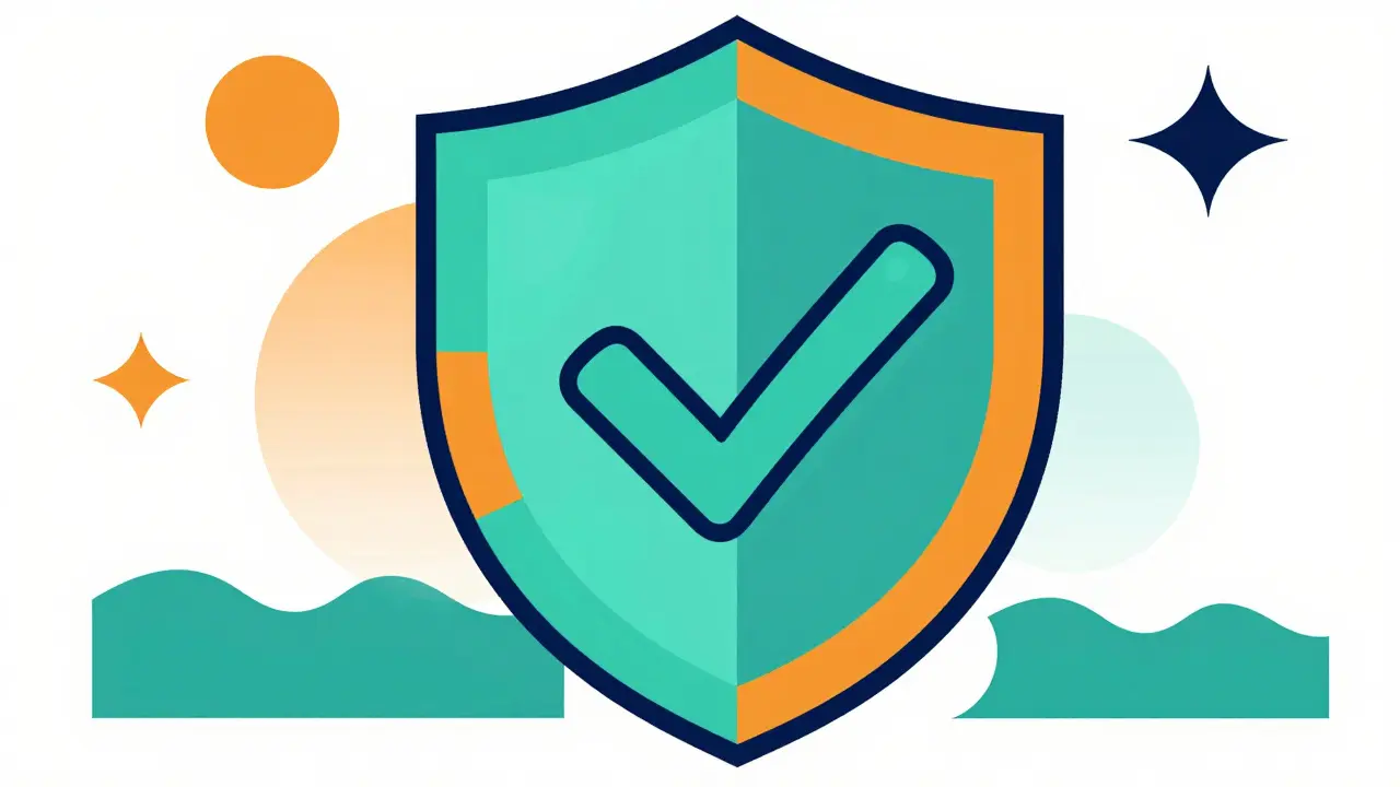 Stylized shield icon representing safe and verified online pharmacies