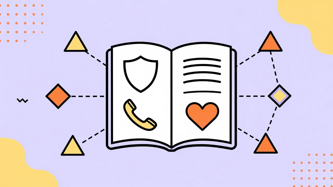 Colorful geometric icons representing a mental health crisis plan
