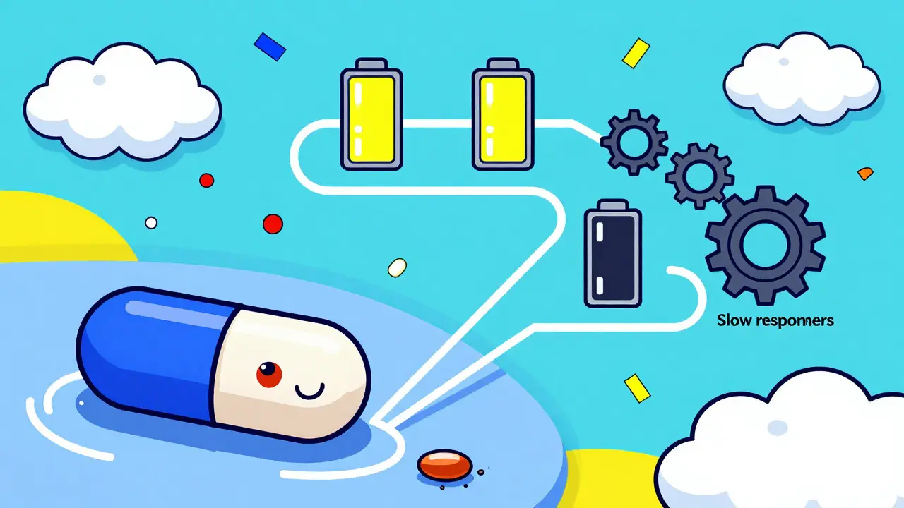 Illustration depicting variable absorption of Vitamin D supplements due to genetics
